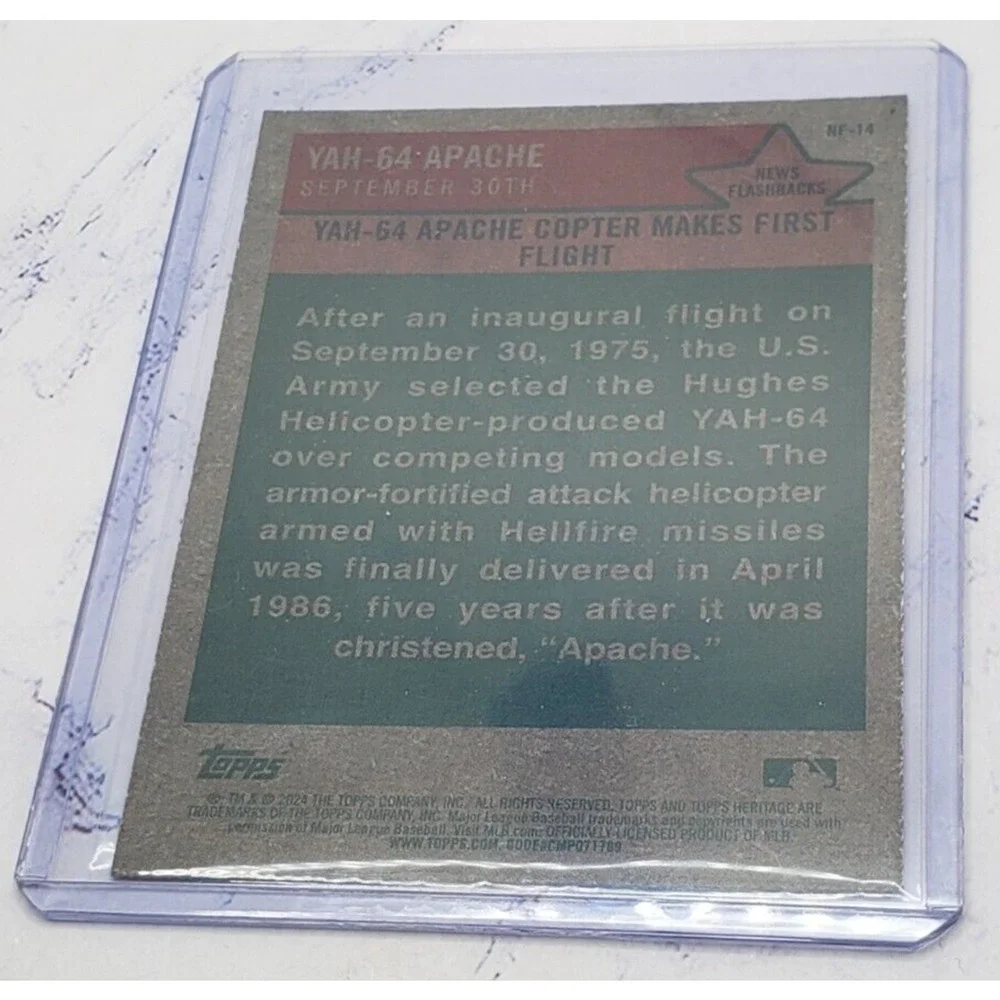 2024 Topps Heritage #NF-14 YAH-64 Apache News Flashbacks